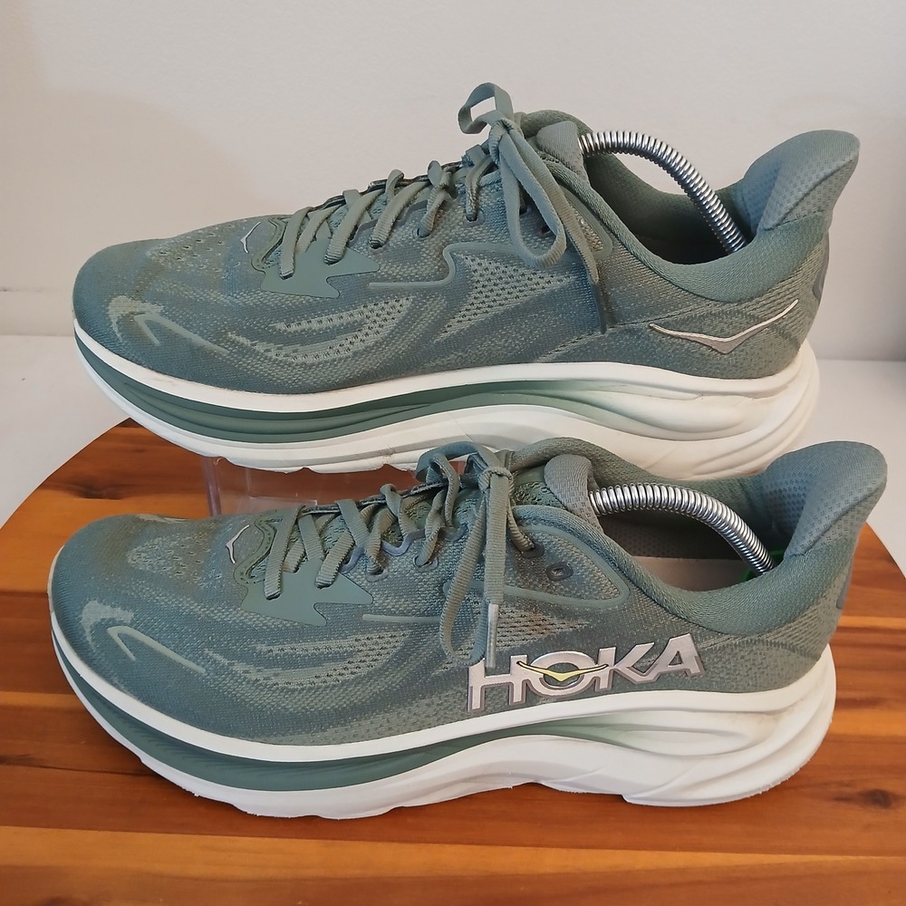 Hoka Clifton 10 Mens 11.5 Green Fern Turtle Running Shoes Sneakers 1127895-FFF